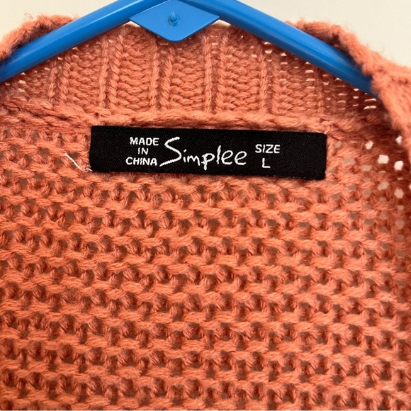 Women’s Simplee Open Knit Cardigan Dark‎ Orange Like Color - Picture 4 of 5